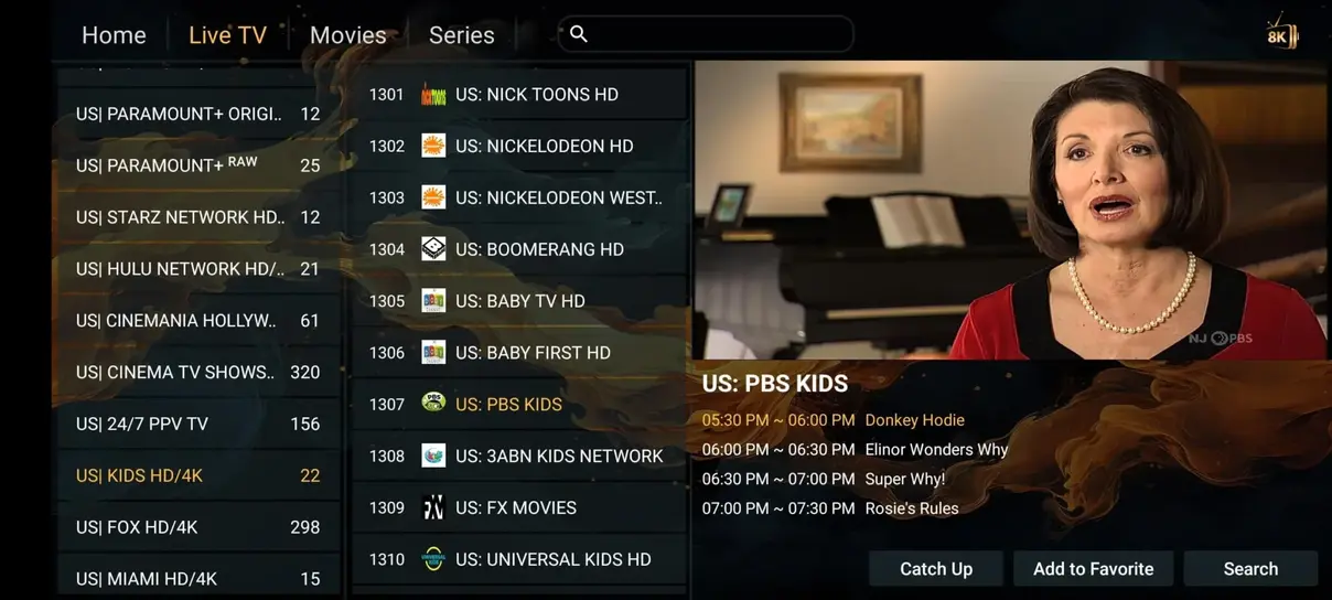 ReflexSat IPTV app preview screen 1