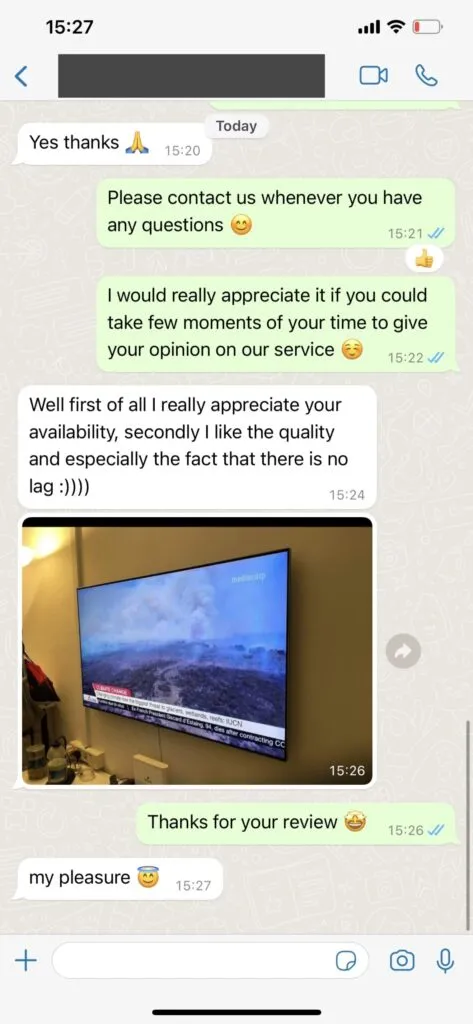 IPTV WhatsApp support screenshot 2