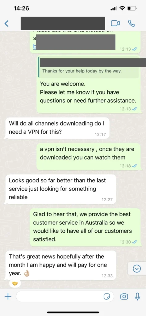 IPTV WhatsApp support screenshot 3